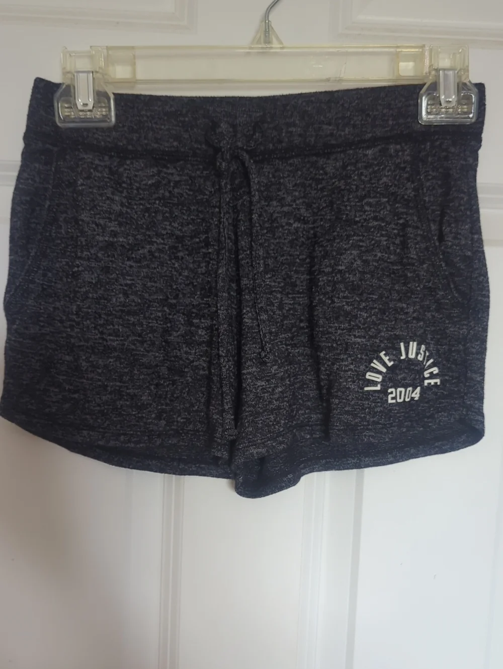 Justice Love 2004 Girls Charcoal Heather Drawstring Pajama Shorts Size 12
